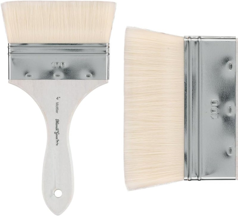 Creative Mark Mimik Synthetic Goat Hair Mottler Paint Brush 4" - Short Handle Flat Watercolor Brush- Soft, Absorbent, Synthetic Paint Brush for Watercolor, Oil & Acrylic- Rust-Proof Ferrule - Image 2